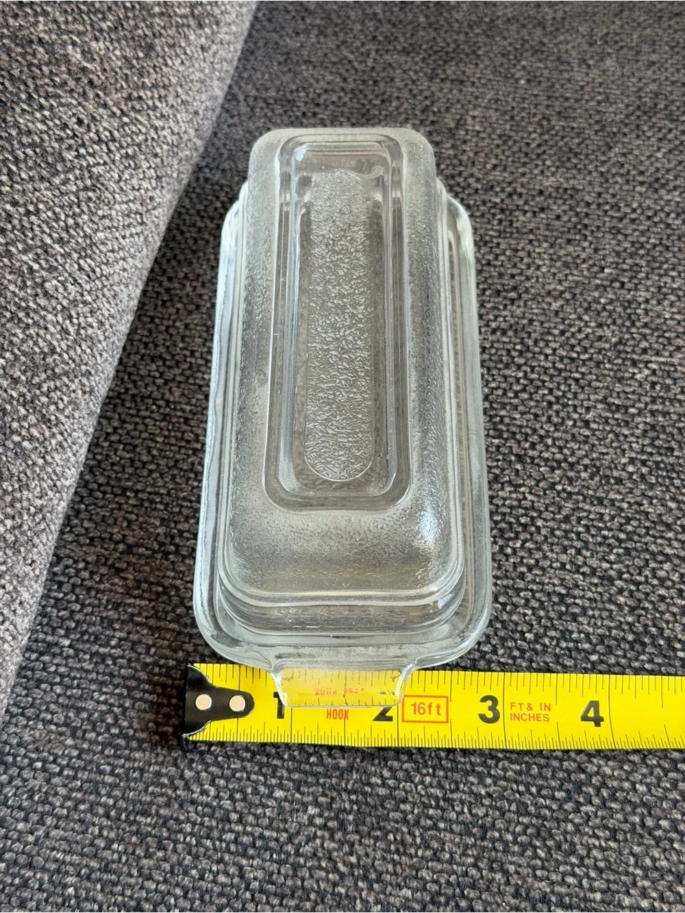 Small sized glass covered butter dish